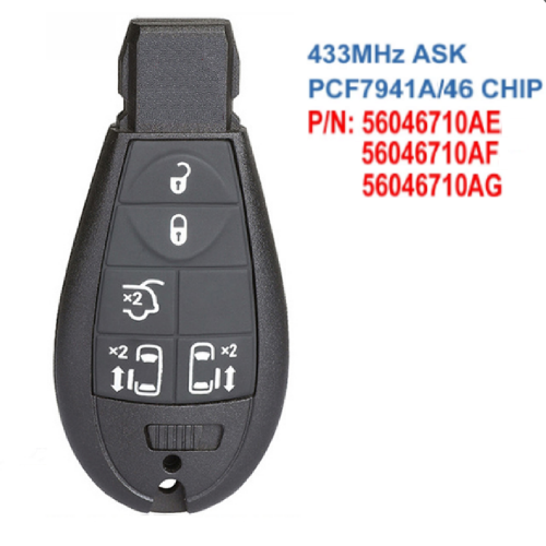 5B 433Mhz Remote Smart Key Fob For C-hrysler Jeep Dodge Grand Caravan Durango Charger Journey With ID46/7941A Chip