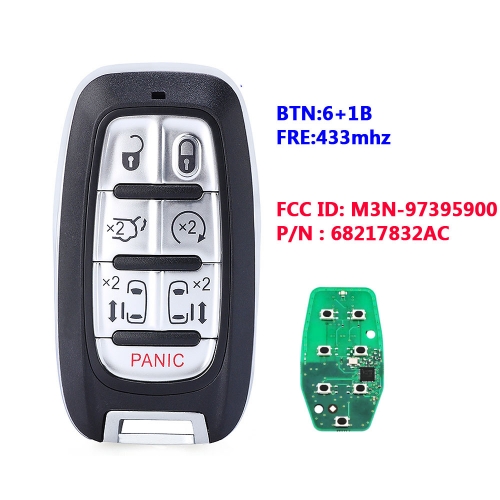433Mhz 4A/ PCF7953M Chip M3N-97395900 6+1 7 Button Smart Remote Car Key Fob For Chyrsler Pacifica 2017 2018 2019 2020