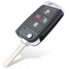 3+1 Button MQB Style Flip Key Shell For VW Silver Bottom