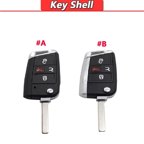 3+1 Button MQB Style Flip Key Shell For VW Silver Bottom