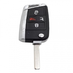 3+1 Button MQB Style Flip Key Shell For VW Silver Bottom
