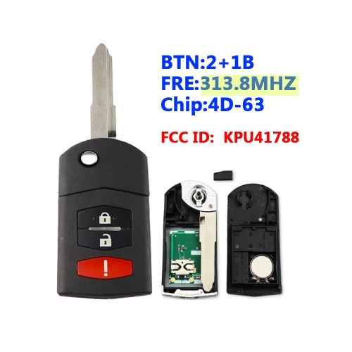 M6/M2 3 Button Folding Remote Key FSK 313.8Mhz ID83-FCCID：KPU41788(Aftermarket)