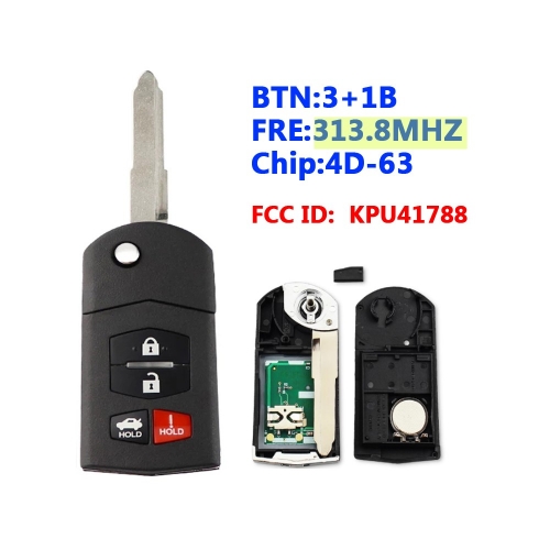 M6/M2/4Button Folding Remote Key FSK313.8Mhz ID83-FCCID：KPU41788(Aftermarket)