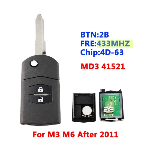 2B Flip Key 433Mhz For Mazda MD3/41521