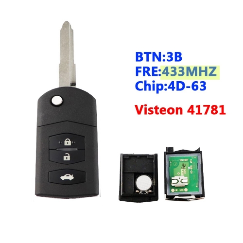 3B Flip Key 433 Mhz Visteon 41781