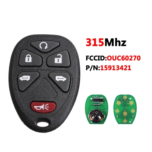 OUC60270 5+1 Buttons New Remote Start Keyless Entry Key Fob Clicker Control For Chevrolet Impala 2006-2013 15912860