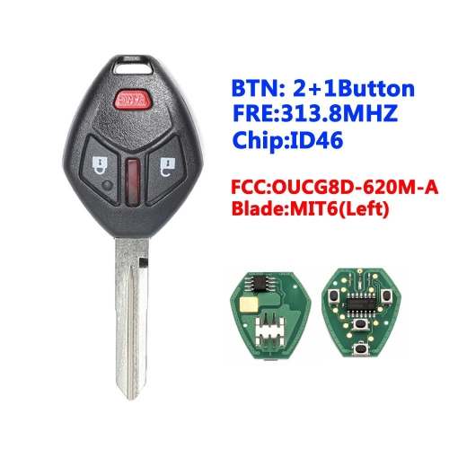 2+1B 313.8MHZ Remote Key for Mitsubishi Eclipse Galant 2006 2007 Remote Key Fob OUCG8D-620M-A(Mit6)