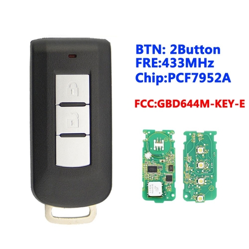 2 Button Smart Remote Key Fob 433Mhz FSK PCF7952A for Mitsubishi Lancer Outlander ASX