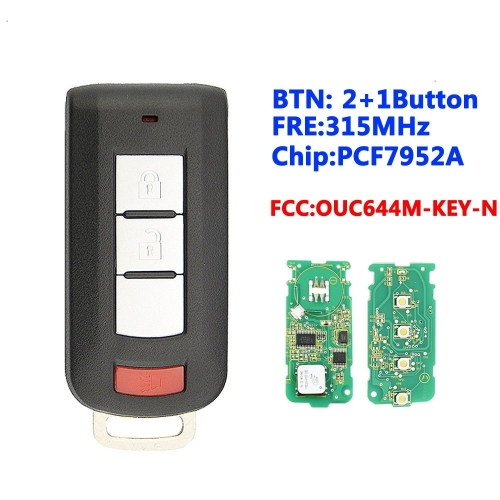 2+1 Button Smart Remote Key Fob 433Mhz FSK PCF7952 for Mitsubishi Lancer Outlander ASX