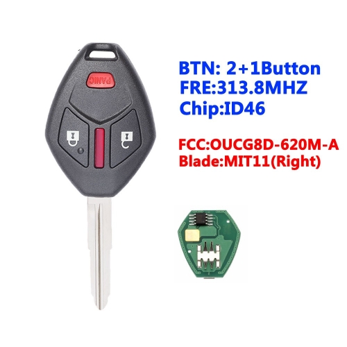 2+1B 313.8MHZ Remote Key for Mitsubishi Eclipse Galant 2006 2007 Remote Key Fob OUCG8D-620M-A(Mit11R)