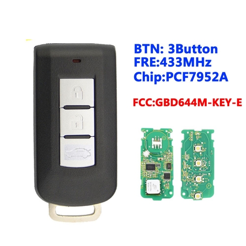 3 Button Smart Remote Key Fob 433Mhz FSK PCF7952A for Mitsubishi Lancer Outlander ASX