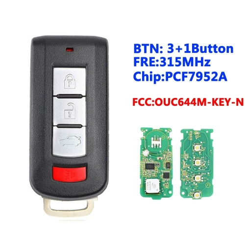 3+1 Button Smart Remote Key Fob 433Mhz FSK PCF7952 for Mitsubishi Lancer Outlander ASX