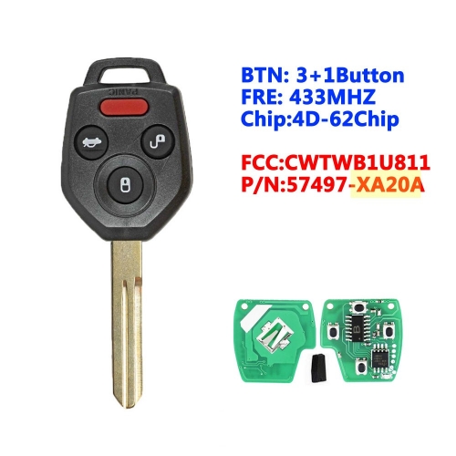 CWTWB1U811 4D62 Chip Smart Car Key For Subaru Tribeca 3.6L Base 2011-2014 Car Remote Key 433Mhz 4 Buttons
