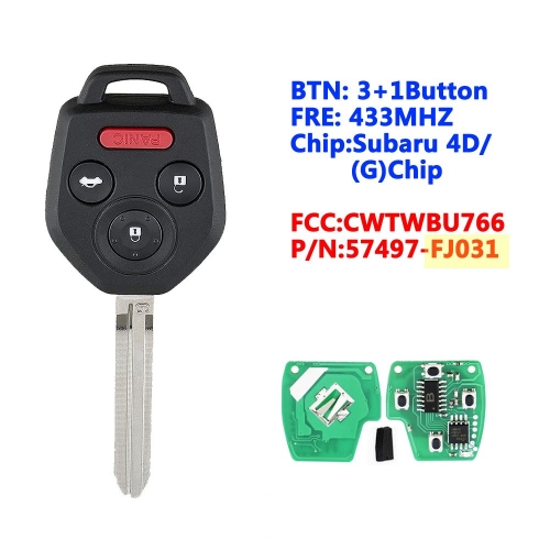 CWTWBU766 4D/(G) Chip Smart Car Key For Subaru Forester Impreza WRX XV Crosstrek STI 433Mhz Car Remote Key 4 Buttons