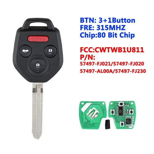 CWTWB1U811 80 Bit Chip Car Remote Key For Subaru Impreza WRX Forester XV Crosstrek Outback Legacy 2012-2017 Car Keys 315Mhz