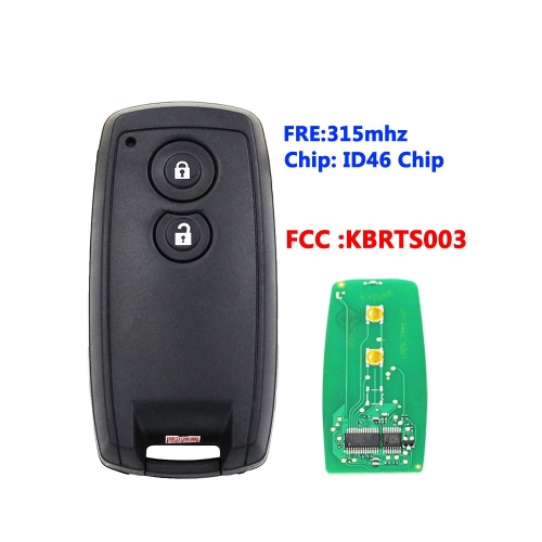 2 Buttons Smart Key Fob for SUZUKI SX4 Grand Vitara Swift 315Mhz ID46 Chip FCC ID: KBRTS003