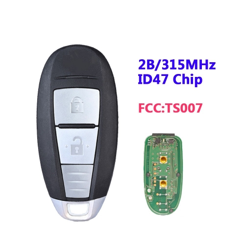 2 Buttons Smart Card Key Fob for SUZUKI Vitara 315Mhz With 47 Chip PCF7953 (TS007)