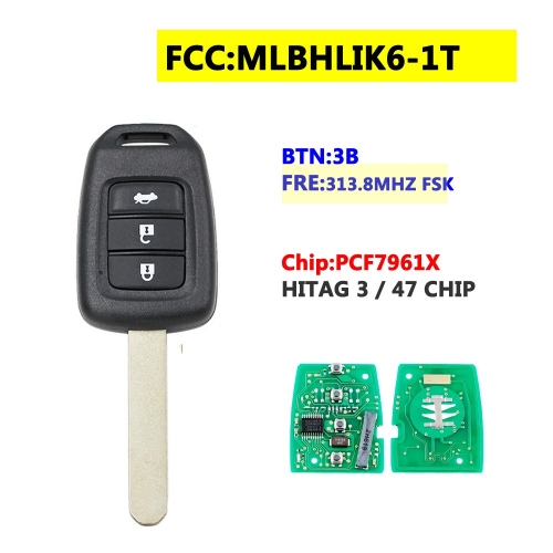 MLBHLIK6-1T Remote Key For Honda CRV HR-V 3Button 313.8Mhz