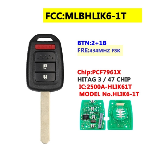 MLBHLIK6-1T Remote Key For Honda CRV HR-V 2+1Button 434Mhz