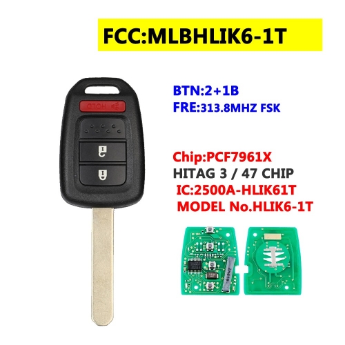 MLBHLIK6-1T Remote Key For Honda CRV HR-V 2+1Button 313.8Mhz