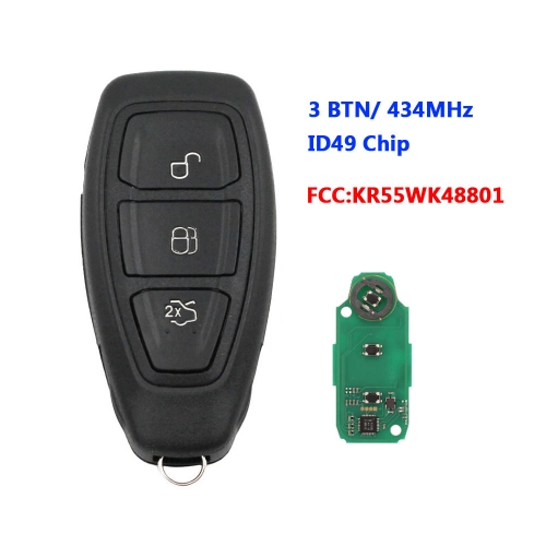 KR55WK48801 434Mhz With ID49 Chip Car Key Remote Control Key 3 Buttons For Ford Focus C-Max Mondeo Kuga Fiesta B-Max