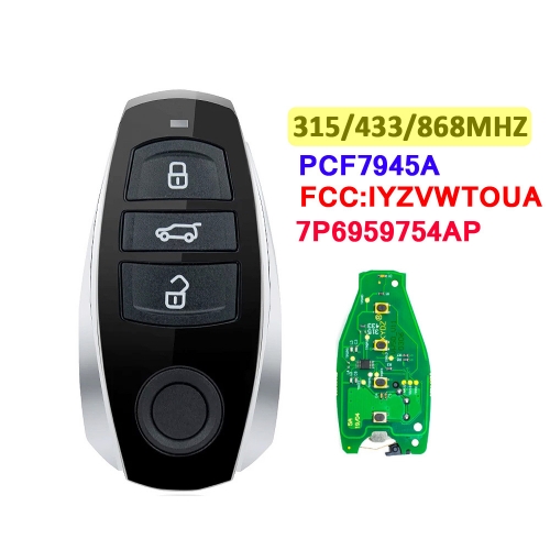 3 ButtonTouare*g 2011-2016 for vw  Remote Control Car Key Fob 315MHz/433MHz/868MHz PCF7945A Chip FCC ID IYZVWTOUA
