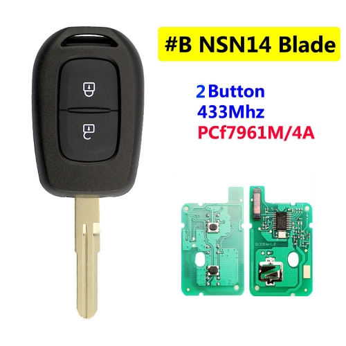 #B 2B Remote Key For Renault With PCF7961M/4A NSN14 Blade