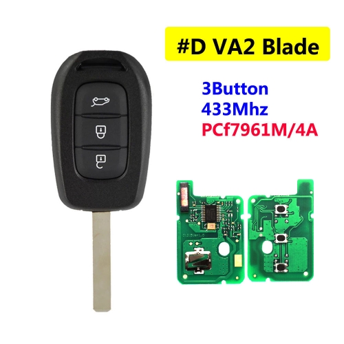 #D 3 Buttons Remote Key For Renault With PCF7961M/4A Chip With VA2 Blade