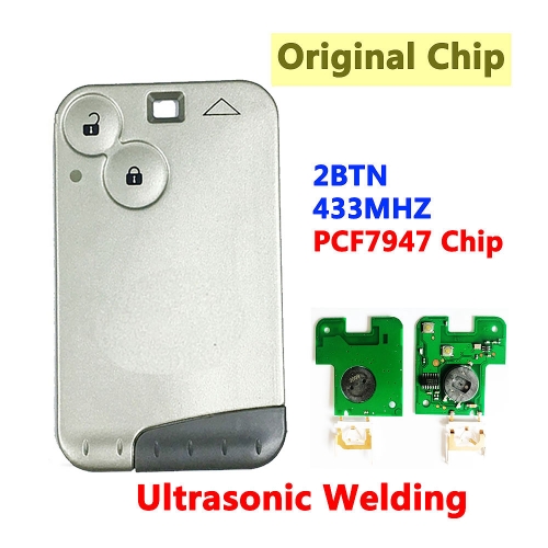 2 Button Smart Key Card 433Mhz ID46 PCF7947 Chip For Renault Laguna Without Logo With Grey Blade