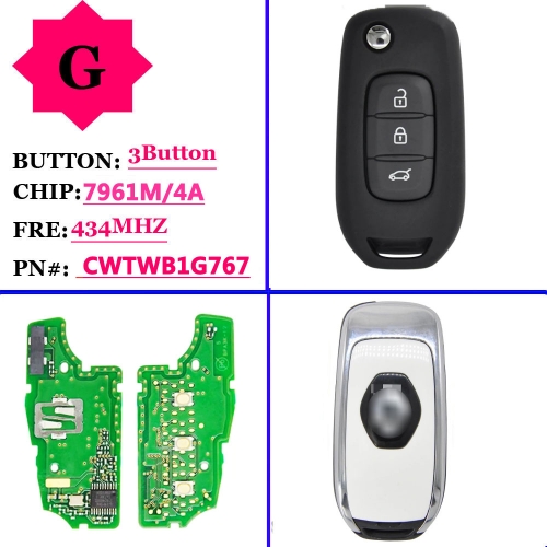 Genuine 3BFlip key With PCf7961M Chip For Renault  433MHZ
