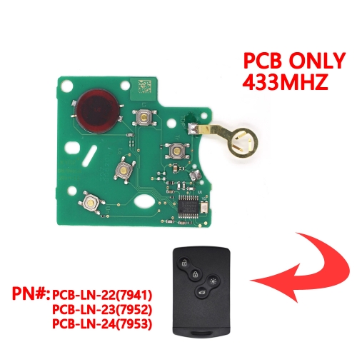 PCF7941/PCF7952/PCF7953 PCB For Megane III Card 4 Buttons