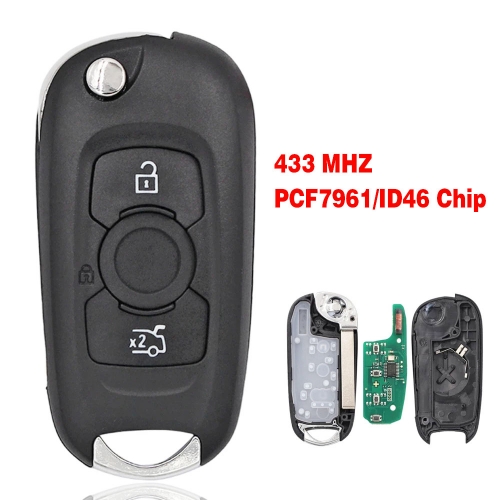 3 Button Flip key For Opel 7961 E Chip 433MHZ #B Type