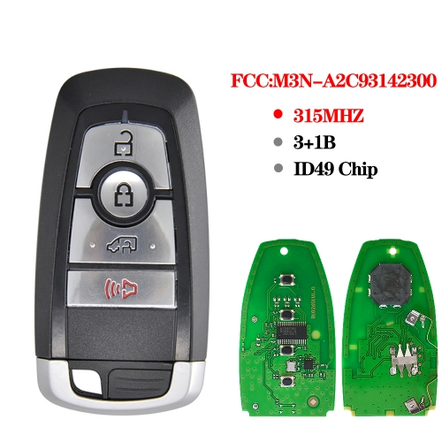 315Mhz 3+1Button Smart Card For Ford Fcc#New M3N-A2C93142300