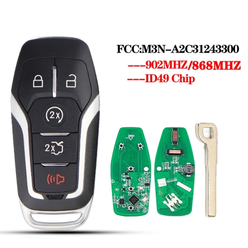 4+1 Button Smart Card For Ford M3N-A2C31243300  868/902MHZ