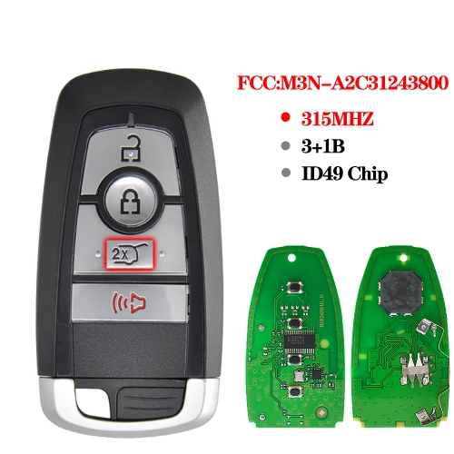 315Mhz 3+1Button Smart Card For Ford Fcc#New M3N-A2C31243800