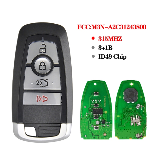 315Mhz 3+1Button Smart Card For Ford Fcc#New M3N-A2C93142300