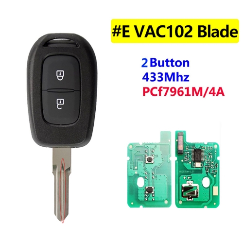 #E 2 Buttons Remote Key For Renault With PCF7961M/4A Chip