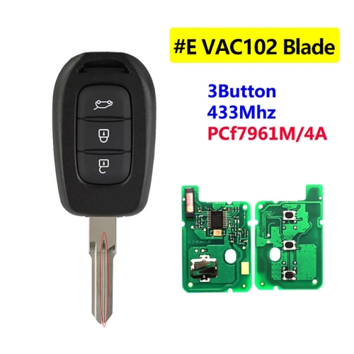 #E 3 Buttons Remote Key For Renault With PCF7961M/4A Chip