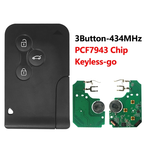 433MHz PCF7943 ID46 Chip Key Card for Renault Megane 2 Scenic 2 Keyless-go