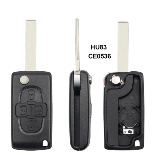 4BTN Flip Key Shell For Citroen And Peugeot HU83 Blade(0536)