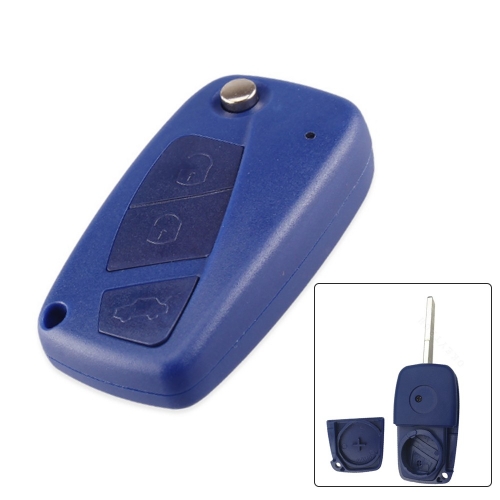 3 Buttons Flip  Key Shell For Fiat Blue Colour With Back Battery Position