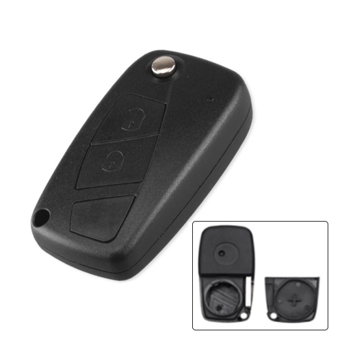 2 Buttons Flip  Key Shell For Fiat Black Colour With Back Battery Position