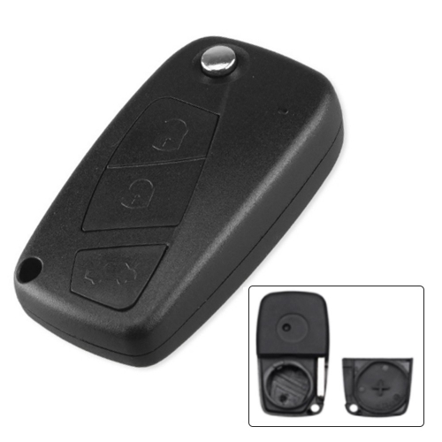 3Button Flip  Key Shell For Fiat Black Colour With Back Battery Position