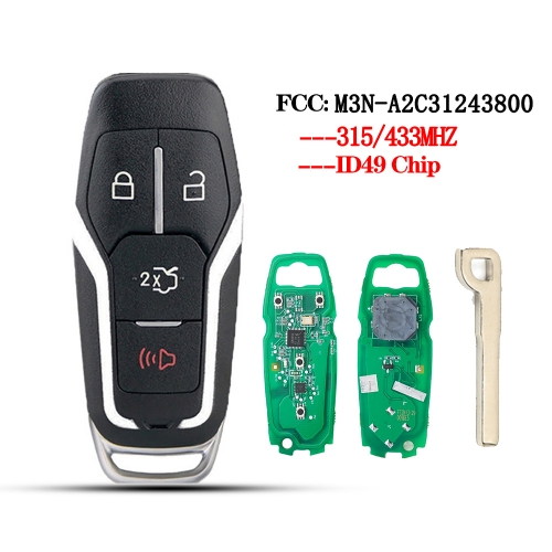 For Ford 2016-2017 Ford Explorer  4-Button  PN: 164-R8140  M3N-A2C31243800 315/433MHZ 49 chip