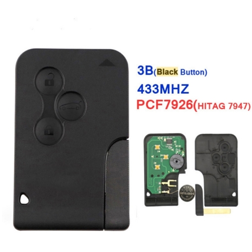 3 Button Smart Key Card 433Mhz ID46 PCF7926 Chip For Renault Megane 2 3 Scenic Grand 2003-2008