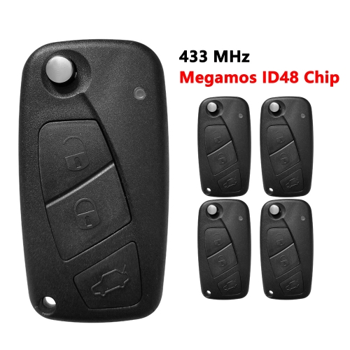 433MHz Megamos ID48 Chip Flip Remote For Fiat Bravo Liena Stilo Jumper Punto Ducato Ypsilon Iveco Daily Key Fob 3 Button