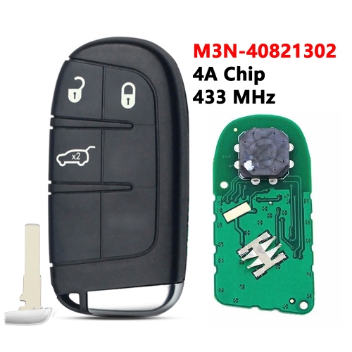 Replacement Keyless Remote Smart Proximity Key 3-Button 433MHz 4A Chip for Fiat 500 500L 500X 2016+ SIP22 M3N-40821302