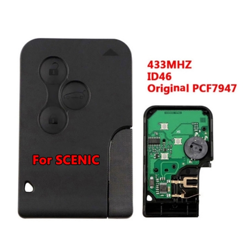 3 Button Smart Key Card 433Mhz ID46 PCF7947 Chip For Renault Senic With Logo