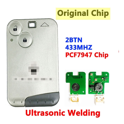 2 Button Smart Key Card 433Mhz ID46 PCF7947 Chip For Laguna Card With Logo With Grey Blade