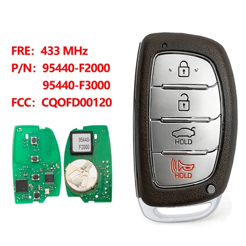 For Hyundai Elantra 2016 2017 2018 2019 Smart Key Fob 95440-F3000 95440-F2000 FCC: CQOFD00120 Keyless Remote 434MHz